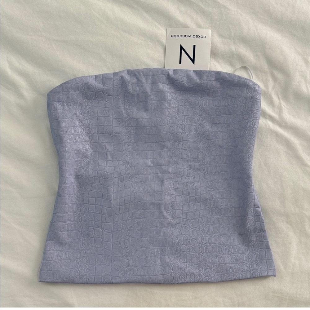 Naked Wardrobe Lavender Embossed Strapless Top